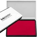 InkMark Premium Stamp Pad Medium Size 2" x 4" - for Traditional Rubber Stamps - Crimson RED Color