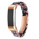 Ayeger Resin Band Compatible with Fitbit Alta/Alta HR/Ace,Women Men Resin Accessory Rose Gold Buckle Band Wristband Strap Blacelet for Fitbit Alta/Alta HR Smart Watch Fitness(Pink and Black)