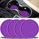 SINGARO Car Cup Coaster, 4PCS Universal Non-Slip Cup Holders Embedded in Ornaments Coaster, Car Interior Accessories, Purple