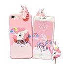Unicorn Case for iPhone 6/6S 4.7” with String Rope,3D Cartoon Design Cute Elastic Kickstand Protective Case, iPhone 6 Case iPhone 6S Case Kawaii Fashion for Kids Child Teens Girls Women (Pink)