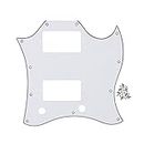 FLEOR 3Ply White Guitar Scratch Plate Full Face SG Pickguard with Screws Fit SG Standard Guitar Pickguard Replacement