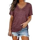 Women's T Shirts Short Sleeve Plain Crew Neck Blouse Summer Tops Basic Loose Fit Tees Mothers Day Birthday Gifts C-71