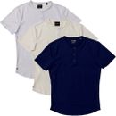 Cuts Clothing Men's Curve Hem Henley Signature Fit 4-Way Stretch Tee T-Shirt