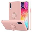 cadorabo cover compatible with Samsung Galaxy A50 / A50s / A30s in LIQUID PINK - Mobile Phone Case made of flexible TPU Silicone with Ring - Silicone Cover Protective Ultra Slim Soft Back Case Bumper