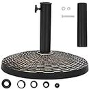 TANGZON Resin Parasol Base, 38MM/48MM Round Rattan Effect Patio Umbrella Weight Stand with Adjustable Knob, Outdoor Retro Sunshade Holder for Garden Market Beach Poolside, 45 x 45 x 34cm (10KG)