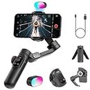 Professional Gimbal Stabilizer for Smartphone,RGB Magnetic Refill Light,OLED Display LED Light,face Tracking,Gesture Control,Professional 3-axis stabilizer for Android &iPhone, AOCHUAN XPRO KIT Black