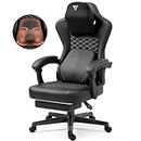 Vigosit Gaming Chair with Heated Massage Lumbar Support, Ergonomic Gaming Computer Chair with Pocket Spring Cushion and Footrest, Recliner High Back PC Chair for Adult, 330lbs, Black