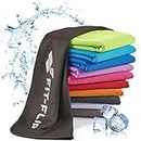 Fit-Flip Kühlendes Handtuch - als Cooling Towel und mikrofaser Kühltuch - kühlendes Sporthandtuch - Airflip Towel für Fitness und Sport - Ice Towel Kühlhandtuch (schwarz, 100x30cm)
