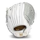 Franklin Sports Fastpitch Softball Glove - Field Master Fastpitch + Softball Mitt - Womens + Girls Righty Glove - Adult + Youth Softball Gloves - White + Grey, Right Hand Throw, 12" - Trapeze Web