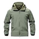 Winter Jacket Men Military Windproof Mens Jacket Soft Shell Outdoor Hiking Camping Coat for Men Windbreakers Mountain Durable Combat Jackets Mens, Army Green, Medium (Tag L)