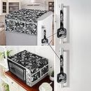 E-Retailer® Exclusive 3-Layered Velvet Combo Set of Appliances Cover (1 Pc. of Fridge Top Cover, 2 Pc Handle Cover and 1 Pc. of Microwave Oven Top Cover) (Color-Black Floral, Set Contains-4 Pcs.)