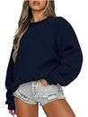 Eniloyal Sweaters for Women Crew Neck Ladies Pullover Sweatshirt Fleece Womens Hoodies Tops Fall Clothes Women Navy Sweater