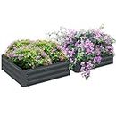 Outsunny 39" x 39" x 12" Set of 2 Raised Garden Bed, Elevated Planter Box with Galvanized Steel Frame for Growing Flowers, Herbs, Succulents, Dark Grey