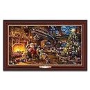 The Bradford Exchange Santas Night Before Christmas Canvas Print with Illuminated LED Lights Authentic Holiday Artwork with Cherry-Toned Wood Frame by T-Kinkade 20x12-inches