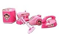 FROWWY Plastic Kitchen Utility Household 4-in-1 Appliances Battery Operated Play Set for Kids (Pack of 4)-Pink