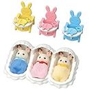 Calico Critters Triplets Care Set, Dollhouse Playset with 3 Hopscotch Rabbit Figures & Accessories Included
