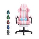 Gaming Chairs with Footrest, Massage Computer Office Chair for Adults Teens,Pink
