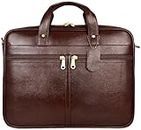 LV Full Grain Natural Leather Laptop & MacBook Air Pro Laptop Messenger Shoulder Bags for Men's Office 16 inch (Dimension-L-16 X H-11.50 X W-3 Inch) (Hand-Carry & Shoulder-Carry) (Brown)