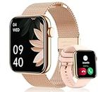 Smart Watch for Women (Answer/Make Calls), 1.85" Full Touchscreen Fitness Tracker Heart Rate Sleep Monitor AI Voice Assistant Pedometer, IP67 Waterproof smartwatch for Android iPhone,Rose Gold