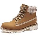 Kkyc Womens Boots Waterproof Hiking Boots Anti-Slip Ankle Boots Lace-up Casual Boots 8 M (Camel)
