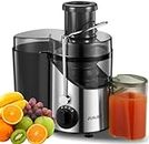 Juilist Juicer Machines, Centrifugal Juicers Whole Fruit and Vegetable with 3 Speed Setting, Big Mouth Large 65MM Feed Chute Juice Extractor Machine, Easy to Clean, Stainless Steel, BPA Free, (silver)