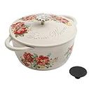 The Pioneer Woman Timeless Beauty Vintage Floral 3-Quart Enameled Cast Iron Casserole w/Lid