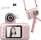 Leqtroniq 40MP Kids Digital Camera with Flip Lens, Portable 1080P HD Digital Video Recorder with 32GB SD Card for 3 Year + Boys & Girls (Pink)