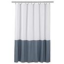 ALYVIA SPRING Waterproof Fabric Shower Curtain Liner - Soft & Light-Weight Cloth Shower Liner, 3 Bottom Magnets, Hotel Quality & Machine Washable - Standard Size 72x72, White and Stone Blue
