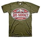 Fast N' Loud Officially Licensed Gas Monkey Garage Since 2004 Label Mens T-Shirt (Olive), Small