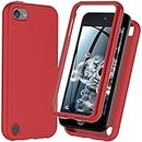 iPod Touch 7th/6th/5th Generation Case, iPod Touch case, Shockproof Silicone Case [with Built in Screen Protector] Full Body Heavy Duty Rugged Defender Cover Case for iPod Touch 7/6/5 (Red)
