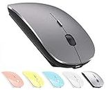 Quiet Wireless Bluetooth Mouse Rechargeable - Mini Gaming Mouse Computer Mouse with 3 Adjustable DPI Level (800DPI,1200DPI,1600DPI),Compatible with PC, Mac, Desktop and Laptop(Silver) (BT 1 Grey)
