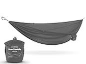 Kammok: Roo Double Hammock | Made from Strong & 100% Recycled Water Resistant Ripstop Fabric | Comfortable, Packable, Lightweight (Lifetime Adventure Grade Warranty), Granite Gray