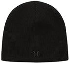 Hurley Men's Winter Hat - Heavyweight Icon Staple Beanie, Pure Black, One size