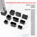 Oval Square Furniture Table Chair Leg End Caps Covers Floor Feet Protectors Pad