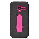 Alcatel One Touch Pixi 3 (4.5) Case, Eagle Cell Symbiosis Dual Layer [Shock Absorbing] Protection Hybrid Stand Rubber Silicone/PC Case Cover for Alcatel One Touch Pixi 3 (4.5), Black/Hot Pink
