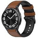 T Tersely Leather Replacement Band for Samsung Galaxy Watch 6(40mm/44mm)/6 Classic(43mm/47mm)/Watch 5 Pro/5,Galaxy Watch 4/4 Classic,Watch 3(41mm),Stainless Steel Buckle Hybrid of Leather and Silicone Strap Wristbands for Samsung - Brown