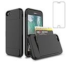 Asuwish Phone Case for iPhone 6plus 6splus 7plus 8plus i 6/6s/7/8 Plus with Tempered Glass Screen Protector and Cell Card Holder Slot Stand iPhone6splus Phone7s 7s 7+ 8s 8+ Phones8 6+ i6 6s+ Black