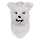 Molezu Movable Mouth Fox Mask, Costume Cosplay Mouth Mover Wolf Masks, Plush Faux Fur Suit for Halloween Party (White Fox) (A)