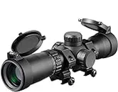 MA3TY 1.5-5x32 Crossbow Scope, 20-100 Yards Ballistic R/G Reticle, 300-425 FPS Speed Adjustment Second Focal Plane, Crossbows Scopes, Compact Hunting Optics,W/Rings