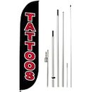 LookOurWay Feather Flag Set, 12 ft Advertising Flag with Fiberglass Poles and Ground Spike for Business Promotion, Tattoos