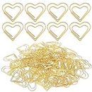 Pack of 50 Paper Clips Heart Cute Love Paper Clips Gold Paper Clip Heart Shaped Paper Clip Large Paper Clips Motif for Decorative Weddings Postcards Invitations Office School Supplies