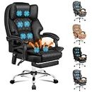 ALFORDSON Ergonomic Office Chair Recline with 8-Point Massage and Heated Seat, Gaming Executive Computer Racer Chair Adjustable Height,PU Leather Home Office Chair with High Back Footrest(Black)