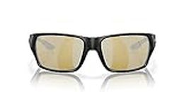 Costa Del Mar Women's Tailfin Rectangular Sunglasses, Matte Black/Sunrise Silver Mirrored 580g, 57 mm