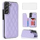 Asuwish Phone Case for Samsung Galaxy S21 FE 5G Wallet Cover with Screen Protector and Leather RFID Credit Card Holder Stand Cell Accessories S 21 EF S21FE5G UW S21FE 21S G5 6.4 inch Women Men Purple