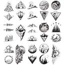 Ooopsiun 20 Sheets Black Mountain Temporary Tattoos for Adult Men Women, Waterproof Fake Tattoos Body Art Sticker for Hand Neck Wrist Arm