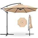 Best Choice Products 10ft Offset Hanging Market Patio Umbrella w/Easy Tilt Adjustment, Polyester Shade, 8 Ribs for Backyard, Poolside, Lawn and Garden - Sand