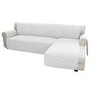 Easy-Going Sofa Slipcover L Shape Sofa Cover Sectional Couch Cover Chaise Lounge Cover Reversible Sofa Cover Furniture Protector Cover for Pets Kids Children Dog Cat (Small, White/White)