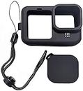 Yantralay Silicone Lanyard Sleeve Protective Cover & Silicone Lens Cap Compatible with Hero 12/11/10/9 Black Action Camera Accessories (Black)