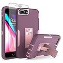 Phone Case for iPhone 6plus 6splus 7plus 8plus i 66s78 Plus with Screen Protector Cover and Slim Stand Cell Mobile Accessories iPhone6splus i Phone7s 7+ 8s 8+ Phones8 6+ i6 6s+ Women Men Purple