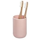 iDesign Cade Toothbrush Holder, Holds Normal Toothbrushes, Spin Brushes, and Toothpaste - Matte Blush 3" x 3" x 4. 5"